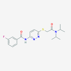 molecular formula C19H23FN4O2S B2371134 N-(6-((2-(二异丙氨基)-2-氧代乙基)硫代)吡哒嗪-3-基)-3-氟苯甲酰胺 CAS No. 1021075-56-8