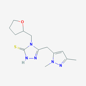molecular formula C13H19N5OS B2371141 5-[(1,3-二甲基-1H-吡唑-5-基)甲基]-4-(四氢呋喃-2-基甲基)-4H-1,2,4-三唑-3-硫醇 CAS No. 1005631-17-3