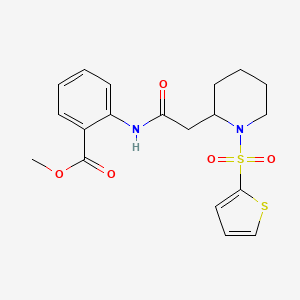 B2371142 Methyl 2-(2-(1-(thiophen-2-ylsulfonyl)piperidin-2-yl)acetamido)benzoate CAS No. 1105222-33-0