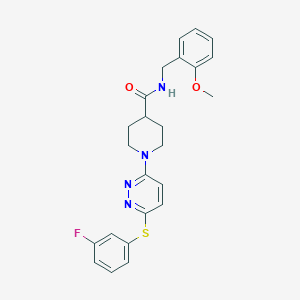 molecular formula C24H25FN4O2S B2371150 1-(6-((3-氟苯基)硫代)哒嗪-3-基)-N-(2-甲氧基苄基)哌啶-4-甲酰胺 CAS No. 1223766-12-8