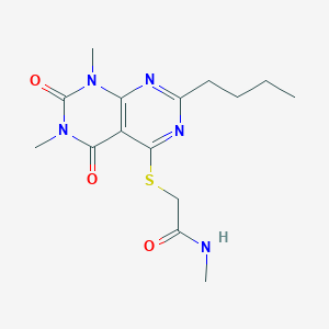molecular formula C15H21N5O3S B2371151 2-(7-butyl-1,3-dimethyl-2,4-dioxopyrimido[4,5-d]pyrimidin-5-yl)sulfanyl-N-methylacetamide CAS No. 893904-24-0