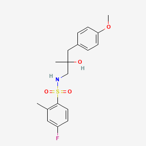 molecular formula C18H22FNO4S B2371160 4-fluoro-N-(2-hydroxy-3-(4-methoxyphenyl)-2-methylpropyl)-2-methylbenzenesulfonamide CAS No. 1396805-22-3