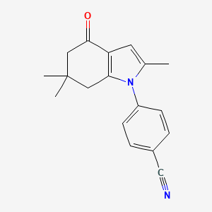 molecular formula C18H18N2O B2371168 4-(2,6,6-三甲基-4-氧代-5,6,7-三氢吲哚基)苯甲腈 CAS No. 1022585-37-0
