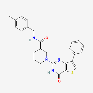 molecular formula C26H26N4O2S B2371175 N-(4-methylbenzyl)-1-(4-oxo-7-phenyl-3,4-dihydrothieno[3,2-d]pyrimidin-2-yl)piperidine-3-carboxamide CAS No. 1243024-24-9
