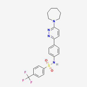 molecular formula C23H23F3N4O2S B2371177 N-[4-(6-氮杂环丁基-1-基吡ridazin-3-基)苯基]-4-(三氟甲基)苯磺酰胺 CAS No. 946238-85-3