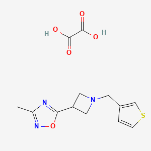 molecular formula C13H15N3O5S B2371188 3-甲基-5-(1-(噻吩-3-基甲基)氮杂环丁-3-基)-1,2,4-恶二唑草酸盐 CAS No. 1396782-89-0