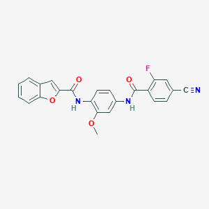 molecular formula C24H16FN3O4 B237119 N-{4-[(4-cyano-2-fluorobenzoyl)amino]-2-methoxyphenyl}-1-benzofuran-2-carboxamide 