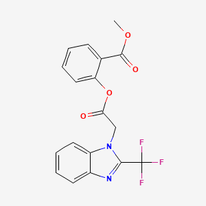 molecular formula C18H13F3N2O4 B2371211 methyl 2-({2-[2-(trifluoromethyl)-1H-1,3-benzimidazol-1-yl]acetyl}oxy)benzenecarboxylate CAS No. 672950-97-9