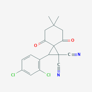 molecular formula C18H14Cl2N2O2 B2371212 2-(2,4-Dichlorophenyl)-6,6-dimethyl-4,8-dioxospiro[2.5]octane-1,1-dicarbonitrile CAS No. 478041-32-6