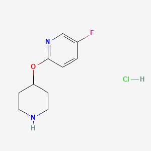 molecular formula C10H14ClFN2O B2371215 5-Fluoro-2-(piperidin-4-yloxy)pyridine hydrochloride CAS No. 1707602-62-7