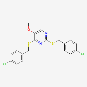 molecular formula C19H16Cl2N2OS2 B2371219 2,4-Bis((4-chlorobenzyl)sulfanyl)-5-methoxypyrimidine CAS No. 338423-20-4