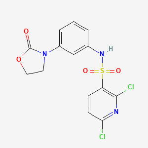 2,6-dichloro-N-[3-(2-oxo-1,3-oxazolidin-3-yl)phenyl]pyridine-3-sulfonamide