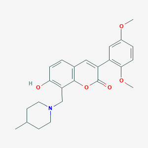 molecular formula C24H27NO5 B2371243 3-(2,5-dimethoxyphenyl)-7-hydroxy-8-((4-methylpiperidin-1-yl)methyl)-2H-chromen-2-one CAS No. 864818-97-3