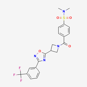 molecular formula C21H19F3N4O4S B2371247 N,N-dimethyl-4-(3-(3-(3-(trifluoromethyl)phenyl)-1,2,4-oxadiazol-5-yl)azetidine-1-carbonyl)benzenesulfonamide CAS No. 1396805-89-2