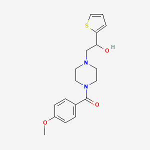 molecular formula C18H22N2O3S B2371249 (4-(2-羟基-2-(噻吩-2-基)乙基)哌嗪-1-基)(4-甲氧苯基)甲苯酮 CAS No. 1396848-64-8