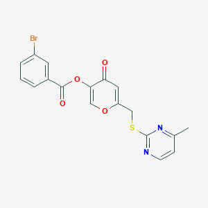 6-(((4-methylpyrimidin-2-yl)thio)methyl)-4-oxo-4H-pyran-3-yl 3-bromobenzoate