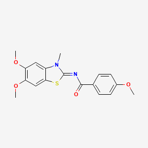 molecular formula C18H18N2O4S B2371258 N-(5,6-二甲氧基-3-甲基-1,3-苯并噻唑-2-亚基)-4-甲氧基苯甲酰胺 CAS No. 895450-43-8