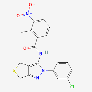 molecular formula C19H15ClN4O3S B2371259 N-(2-(3-chlorophenyl)-4,6-dihydro-2H-thieno[3,4-c]pyrazol-3-yl)-2-methyl-3-nitrobenzamide CAS No. 450340-89-3