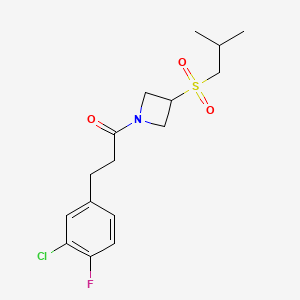 molecular formula C16H21ClFNO3S B2371262 3-(3-Chloro-4-fluorophenyl)-1-(3-(isobutylsulfonyl)azetidin-1-yl)propan-1-one CAS No. 1797304-36-9