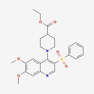 molecular formula C25H28N2O6S B2371268 Ethyl 1-(6,7-dimethoxy-3-(phenylsulfonyl)quinolin-4-yl)piperidine-4-carboxylate CAS No. 895648-34-7
