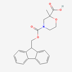 molecular formula C21H21NO5 B2371273 4-{[(9H-fluoren-9-yl)methoxy]carbonyl}-2-methylmorpholine-2-carboxylic acid CAS No. 2138217-75-9