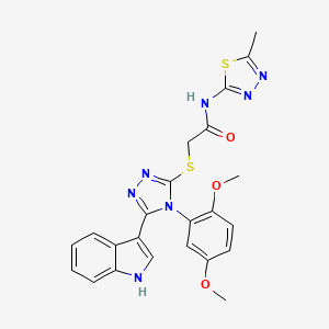 molecular formula C23H21N7O3S2 B2371275 2-((4-(2,5-dimethoxyphenyl)-5-(1H-indol-3-yl)-4H-1,2,4-triazol-3-yl)thio)-N-(5-methyl-1,3,4-thiadiazol-2-yl)acetamide CAS No. 887881-96-1