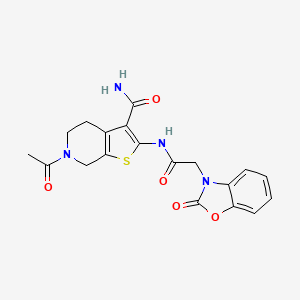 molecular formula C19H18N4O5S B2371290 6-acetyl-2-(2-(2-oxobenzo[d]oxazol-3(2H)-yl)acetamido)-4,5,6,7-tetrahydrothieno[2,3-c]pyridine-3-carboxamide CAS No. 1170648-67-5