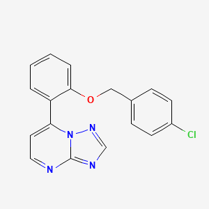 molecular formula C18H13ClN4O B2371297 7-{2-[(4-Chlorobenzyl)oxy]phenyl}[1,2,4]triazolo[1,5-a]pyrimidine CAS No. 439109-59-8
