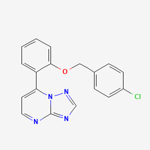 molecular formula C18H13ClN4O B2371297 7-{2-[(4-氯苄基)氧基]苯基}[1,2,4]三唑并[1,5-a]嘧啶 CAS No. 439109-59-8