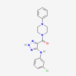 molecular formula C19H19ClN6O B2371303 (5-((3-chlorophenyl)amino)-1H-1,2,3-triazol-4-yl)(4-phenylpiperazin-1-yl)methanone CAS No. 1291860-92-8