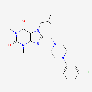 molecular formula C23H31ClN6O2 B2371312 8-[[4-(5-Chloro-2-methylphenyl)piperazin-1-yl]methyl]-1,3-dimethyl-7-(2-methylpropyl)purine-2,6-dione CAS No. 893945-90-9
