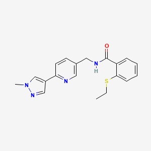 molecular formula C19H20N4OS B2371315 2-(乙硫基)-N-((6-(1-甲基-1H-吡唑-4-基)吡啶-3-基)甲基)苯甲酰胺 CAS No. 2034232-64-7
