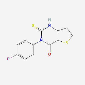 molecular formula C12H9FN2OS2 B2371326 3-(4-Fluorophenyl)-2-mercapto-6,7-dihydrothieno[3,2-d]pyrimidin-4(3H)-one CAS No. 887200-87-5
