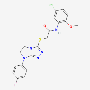 molecular formula C19H17ClFN5O2S B2371332 N-(5-chloro-2-methoxyphenyl)-2-((7-(4-fluorophenyl)-6,7-dihydro-5H-imidazo[2,1-c][1,2,4]triazol-3-yl)thio)acetamide CAS No. 921789-00-6