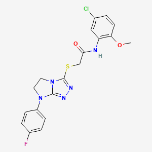 molecular formula C19H17ClFN5O2S B2371332 N-(5-氯-2-甲氧苯基)-2-((7-(4-氟苯基)-6,7-二氢-5H-咪唑并[2,1-c][1,2,4]三唑-3-基)硫代)乙酰胺 CAS No. 921789-00-6