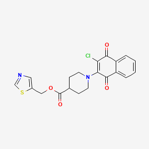 molecular formula C20H17ClN2O4S B2371334 1,3-Thiazol-5-ylmethyl 1-(3-chloro-1,4-dioxo-1,4-dihydro-2-naphthalenyl)-4-piperidinecarboxylate CAS No. 439110-76-6