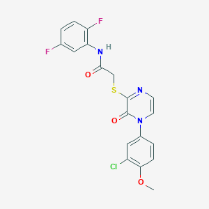molecular formula C19H14ClF2N3O3S B2371336 2-((4-(3-chloro-4-methoxyphenyl)-3-oxo-3,4-dihydropyrazin-2-yl)thio)-N-(2,5-difluorophenyl)acetamide CAS No. 899987-97-4