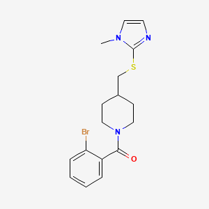 molecular formula C17H20BrN3OS B2371339 (2-bromophenyl)(4-(((1-methyl-1H-imidazol-2-yl)thio)methyl)piperidin-1-yl)methanone CAS No. 1428352-33-3