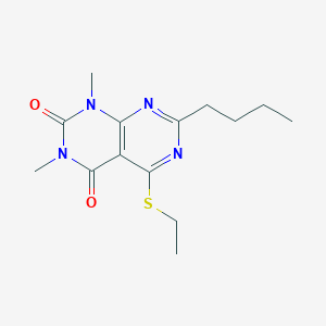 molecular formula C14H20N4O2S B2371348 7-Butyl-5-ethylsulfanyl-1,3-dimethylpyrimido[4,5-d]pyrimidine-2,4-dione CAS No. 893904-33-1