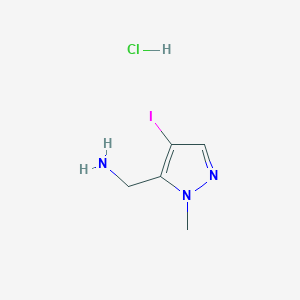 molecular formula C5H9ClIN3 B2371350 (4-Iodo-1-methyl-1H-pyrazol-5-yl)methanamine hydrochloride CAS No. 2089257-47-4