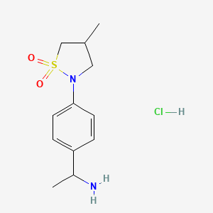 molecular formula C12H19ClN2O2S B2371351 Chlorhydrate de 2-[4-(1-aminoéthyl)phényl]-4-méthyl-1λ<sup>6</sup>,2-thiazolidine-1,1-dione CAS No. 1820718-06-6