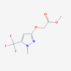 molecular formula C8H9F3N2O3 B2371365 methyl 2-{[1-methyl-5-(trifluoromethyl)-1H-3-pyrazolyl]oxy}acetate CAS No. 754983-43-2
