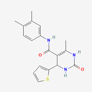 molecular formula C18H19N3O2S B2371369 N-(3,4-dimethylphenyl)-6-methyl-2-oxo-4-(thiophen-2-yl)-1,2,3,4-tetrahydropyrimidine-5-carboxamide CAS No. 406691-15-4