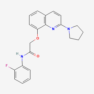 molecular formula C21H20FN3O2 B2371374 N-(2-fluorophenyl)-2-((2-(pyrrolidin-1-yl)quinolin-8-yl)oxy)acetamide CAS No. 921884-57-3
