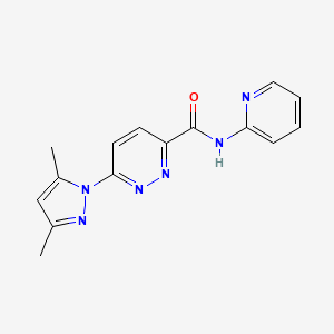 molecular formula C15H14N6O B2371376 6-(3,5-二甲基-1H-吡唑-1-基)-N-(吡啶-2-基)哒嗪-3-甲酰胺 CAS No. 1351645-60-7