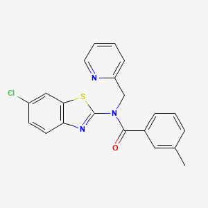molecular formula C21H16ClN3OS B2371377 N-(6-chlorobenzo[d]thiazol-2-yl)-3-methyl-N-(pyridin-2-ylmethyl)benzamide CAS No. 941878-41-7