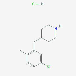 molecular formula C13H19Cl2N B2371382 4-[(5-氯-2-甲基苯基)甲基]哌啶;盐酸盐 CAS No. 2416236-50-3
