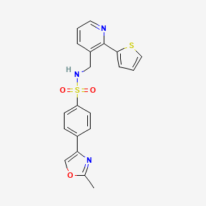 molecular formula C20H17N3O3S2 B2371385 4-(2-methyloxazol-4-yl)-N-((2-(thiophen-2-yl)pyridin-3-yl)methyl)benzenesulfonamide CAS No. 2034448-46-7