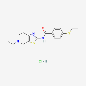 molecular formula C17H22ClN3OS2 B2371390 N-(5-ethyl-4,5,6,7-tetrahydrothiazolo[5,4-c]pyridin-2-yl)-4-(ethylthio)benzamide hydrochloride CAS No. 1189483-32-6