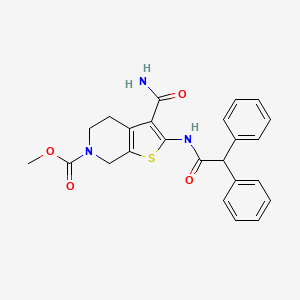 molecular formula C24H23N3O4S B2371400 3-氨基羰基-2-(2,2-二苯基乙酰氨基)-4,5-二氢噻吩并[2,3-c]吡啶-6(7H)-羧酸甲酯 CAS No. 886952-20-1